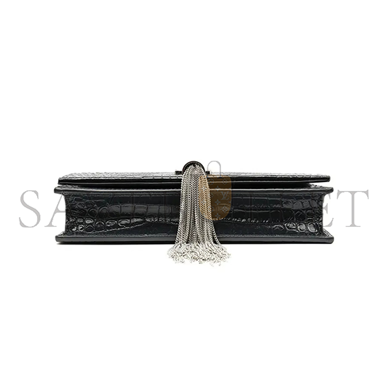 YSL KATE MONOGRAM TASSEL CHAIN WALLET IN CALFSKIN CROCODILE EMBOSSED 452159DND1N1000 (19*12.5*4cm)
